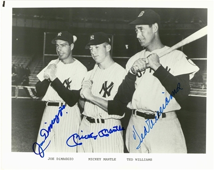 Joe DiMaggio, Mickey Mantle & Ted Williams Multi Signed 8x10 Photo (Beckett)